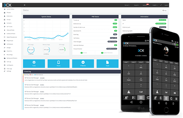 3cx management console pbx