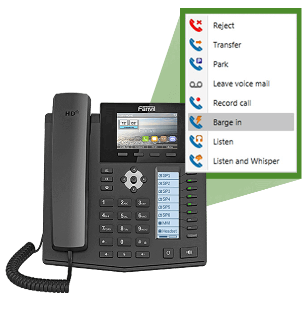 3cx advanced call center features barge in listen record park whisper